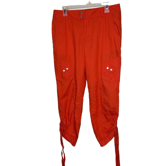 Lauren Ralph Lauren Cargo Pants‎ Size 10 Orange Active Ties at Ankle Gorpcore - Picture 1 of 11